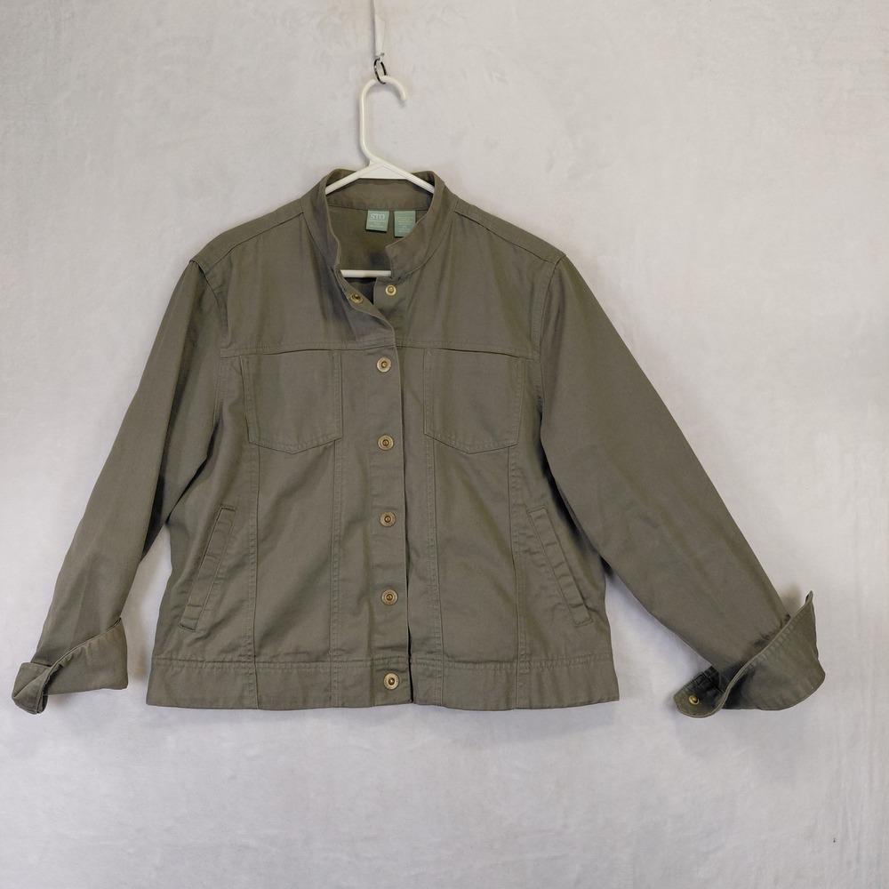 Susquehanna Trail Outfitters STO Olive Green Cotton Utility Jacket Petite Large